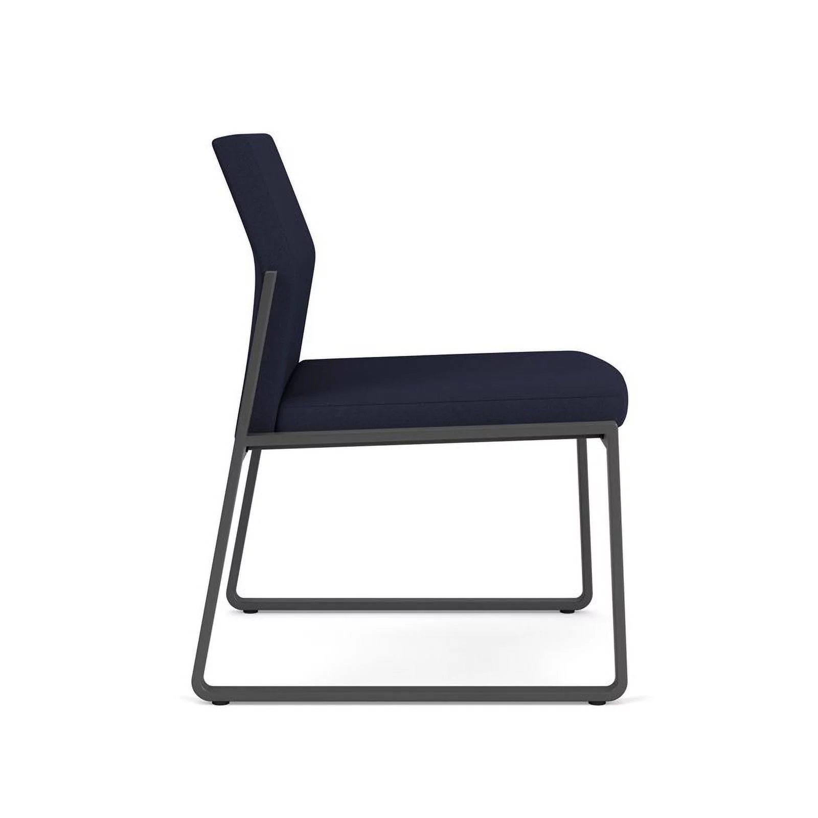 Lesro Gansett Modern Fabric Armless Guest Chair in Charcoal/Open House Navy