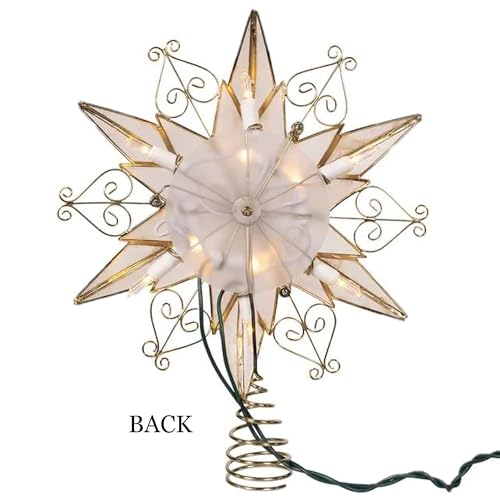 Kurt Adler 10-Light 6-Point Capiz Star Treetop with Scroll Design