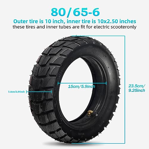 80/65-6 scooter tire off Road，10in Tires Inner Tubes Replacement Thickened Pneumatic Tyres 255x80 10x3.0 Compatible with Electric Scooter Nanrobot D4/D6+ 2.0
