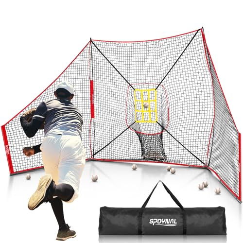 12x7 FT Baseball Net, Baseball & Softball Training Net with Barrier Side Nets - Pitching Net with Large Ball Collection System, Batting Practice Backstop, Baseball Training Equipment with Carry Bag