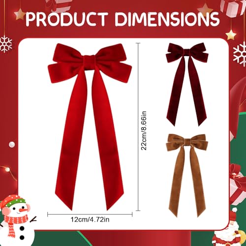 10 PCS Velvet Christmas Tree Bows with Hair Clip, 2025 New Velvet Christmas Tree Bow for Gift, Vintage velvets Ribbon Bow for Decor, Velvets Hair Bows with Alligator Clips for Women (Bright Red)