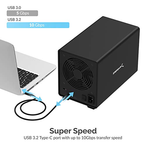 SABRENT USB 3.2 5-Bay 3.5” SATA Hard Drive Docking Station, Trayless Design, USB-C 10Gbps, Independent Power Switches, Locking Bays, Aluminum Cooling, Compatible with Windows Mac Linux (DS-SC5B)