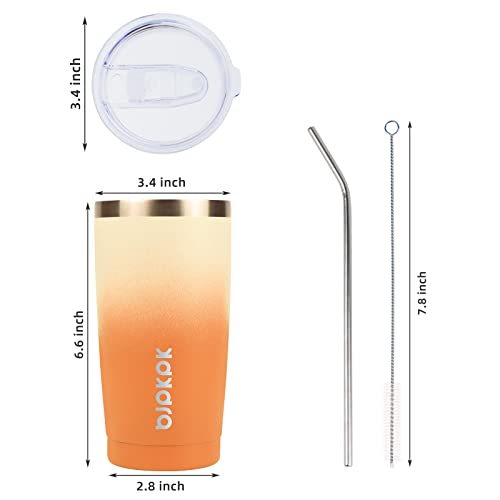 BJPKPK Insulated Tumbler 20 oz Stainless Steel Coffee Travel Thermal Cup With lids And Straws,Light Pink