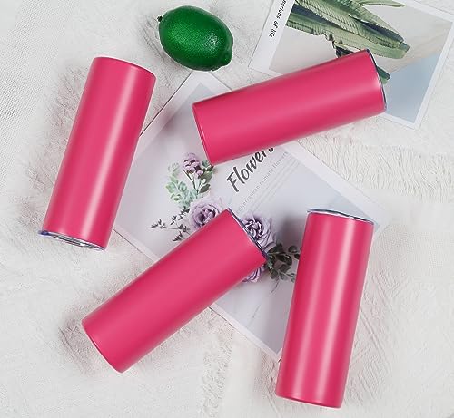 20 Oz Stainless Steel Straight Skinny Tumbler Set (8 Pack), Insulated Slim Thin Travel Cup with Lid, Black