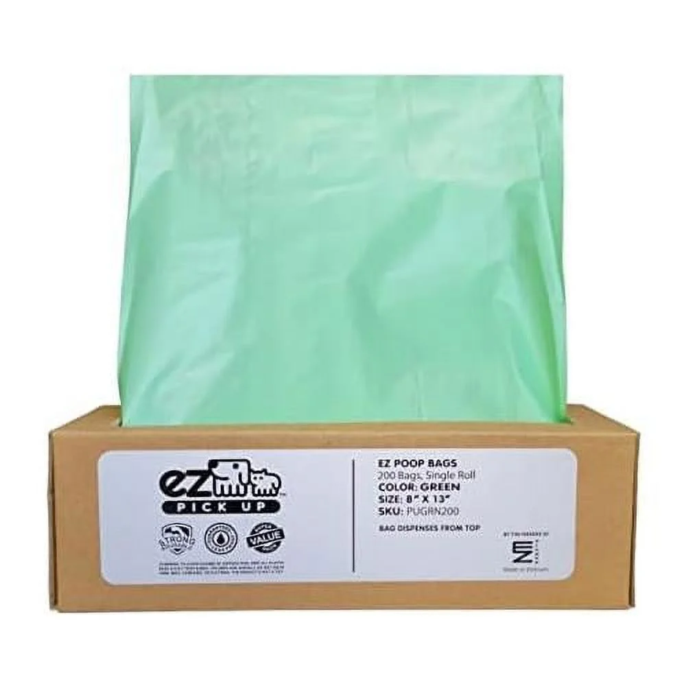 EZ  Dog Waste Bags 10 Rolls, Case Of 2000 Bags (200 Bags Per Roll)
