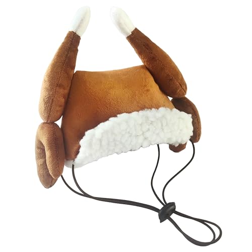 Huxley & Kent Pet Hat | Antler Buffalo Check (Large) | Festive Christmas Holiday Accessory for Dogs/Cats | Holiday Pet Hat | SnugFit Sliding Toggles for Best Fit