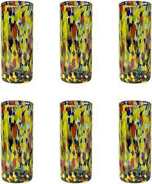 Set of 6 Amici Home Carnaval Tom Collins Hiball Drinking Glass Handblown 12 oz