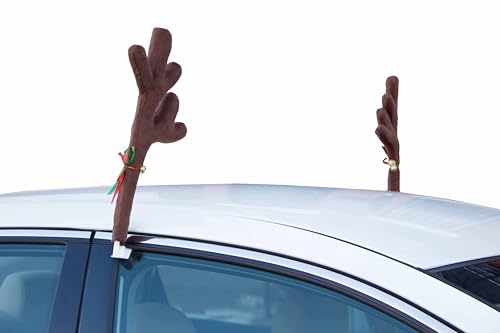 Red Co. 17” Standard Reindeer Christmas Car Kit Products, Antlers with Jingle Bells & Nose