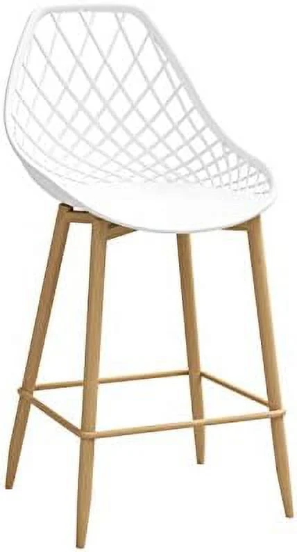 KHBIULIFE Kurv Counter Chair (Set of 2) (White/Natural)