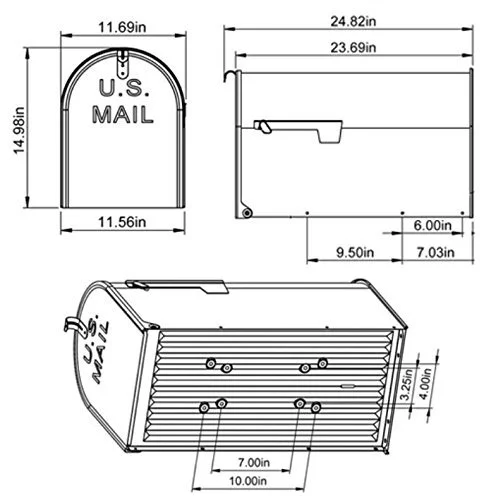 Gibraltar Mailboxes Stanley Extra Large, Steel, Post Mount Mailbox, Black, ST200B00