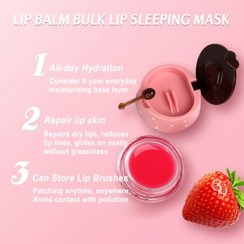 4 PCS Bee Lip Balm Lip Mask Honey Pot, Honey & Strawberry & Watermelon & Apple Lime Lip Sleeping Mask Propolis Moisturizing Lip Balm with Stick, Hydrating Prevention Dry & Cracked