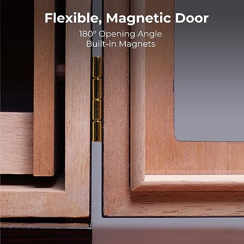 Woodronic Cigar Cabinet Humidor for 200-250 Cigars with Accessory Drawer, Crystal Humidifiers, USB Cables for Electric Humidifiers, Lock & Keys and Spanish Cedar Lining, Home & Commercial Display