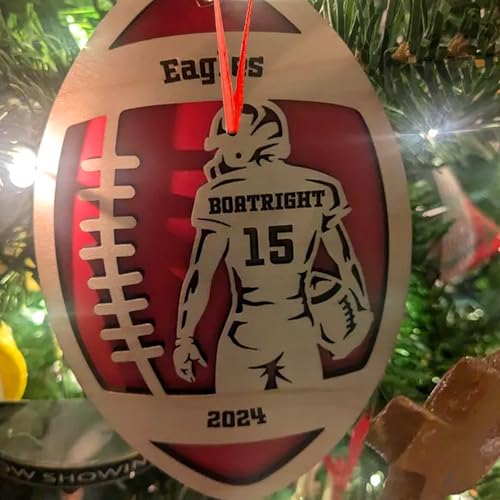 Personalized Football Ornament 2025, Custom American Football Wooden Christmas Ornament, Custom Team Ornament Footballs Player Gift Keepsake, Personalized Christmas Tree Decoration 1