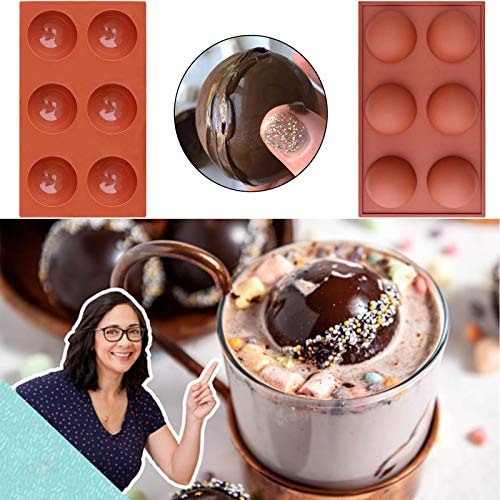 Hot Chocolate Bomb Mold 2.5 Inch Large Silicone Cocoa Bomb Molds - 3 Pack with Brush and Spatula