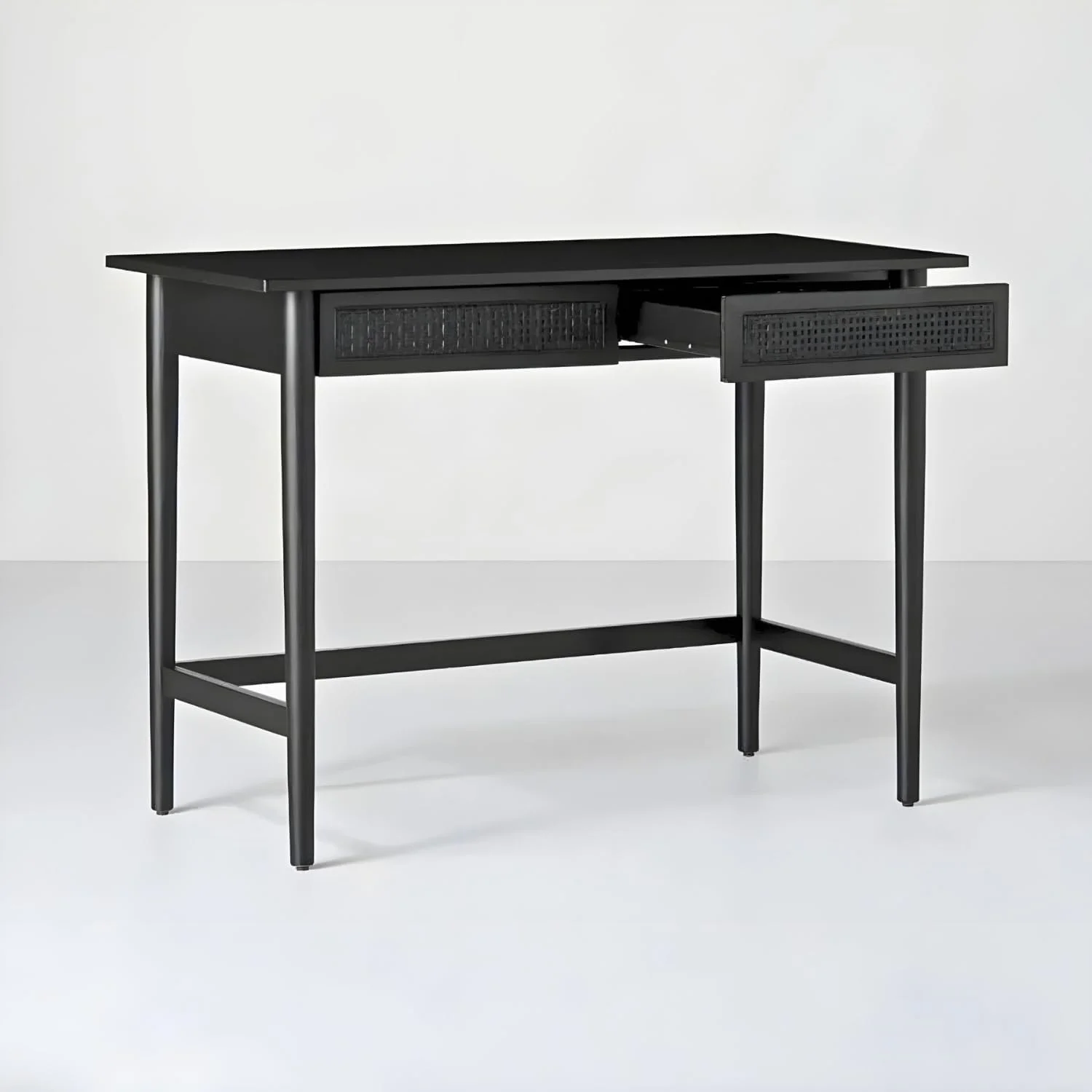 RUNFAYBIU Wood & Cane Writing Desk Black - H & H with Mag.