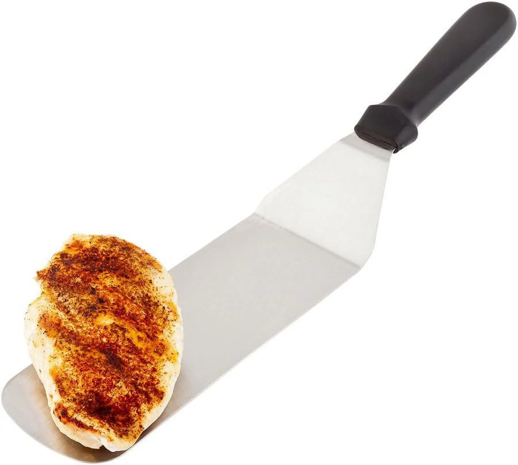 Met Lux 15 Inch Solid 1 Heat-Resistant Hamburger - With Plastic Handle Heavy-Duty Stainless Steel Griddle Spatula Hashbrowns Eggs Crepes Or Pancakes