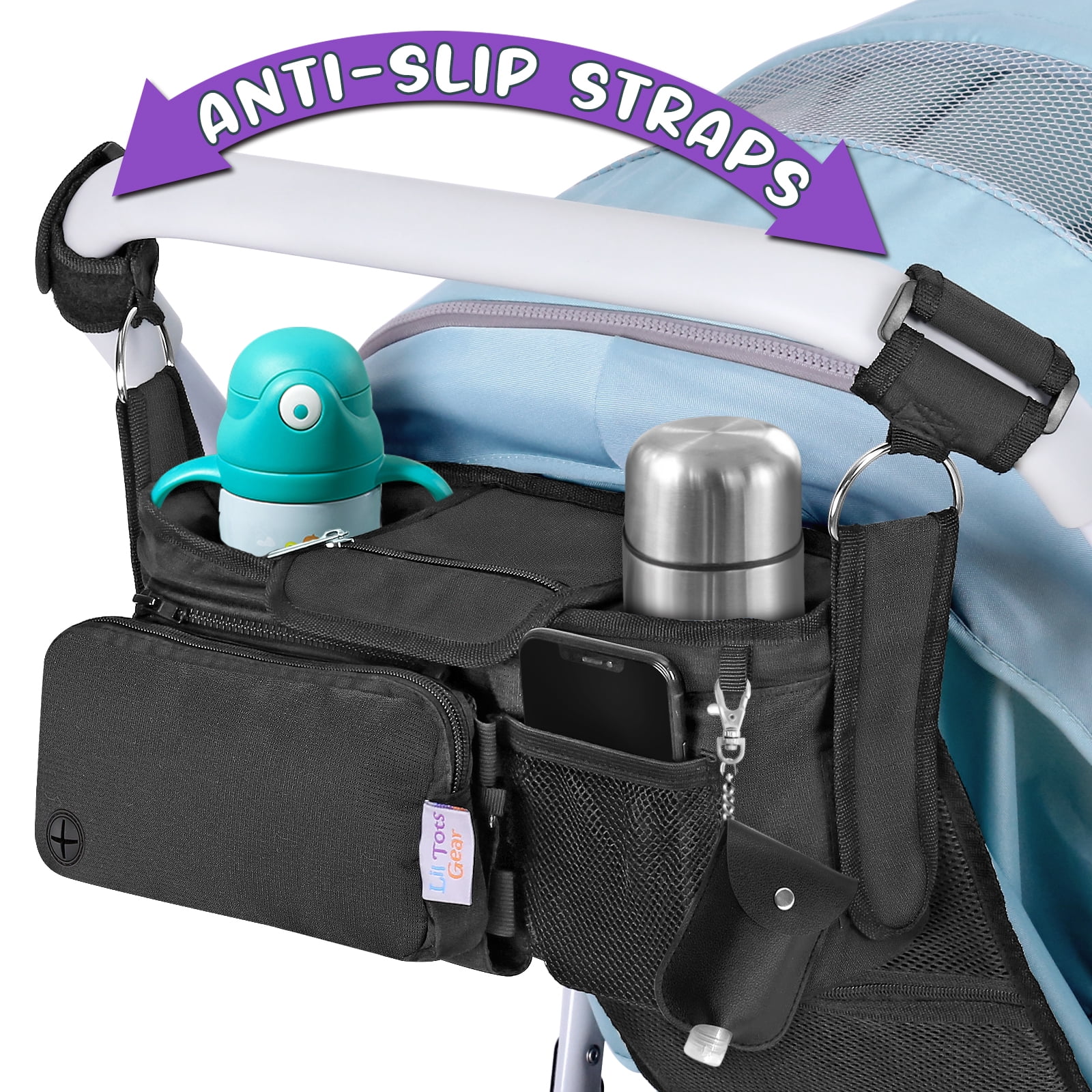Lil Tots Gear Universal Baby Organizer Insulated Cup Holder Stroller Caddy