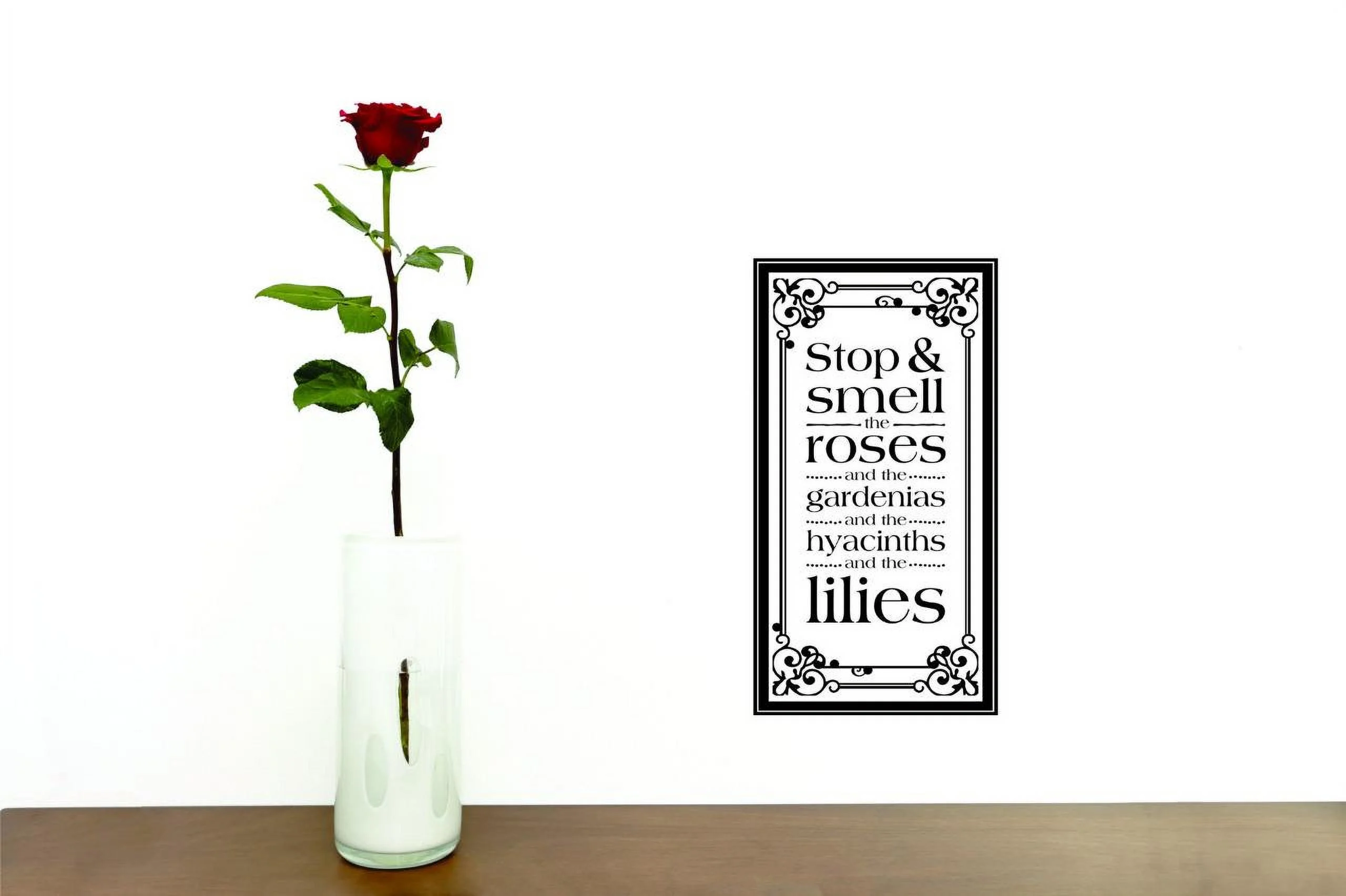Stop Smell The Roses And The Gardenias And The Hyacinths And The Lilies Trees Flowers Rose Bushes Stem Garden Bouquet Decorating Ideas Girl Boy Wall Decal Sticker - Size: 12 Inch x 22 Inch