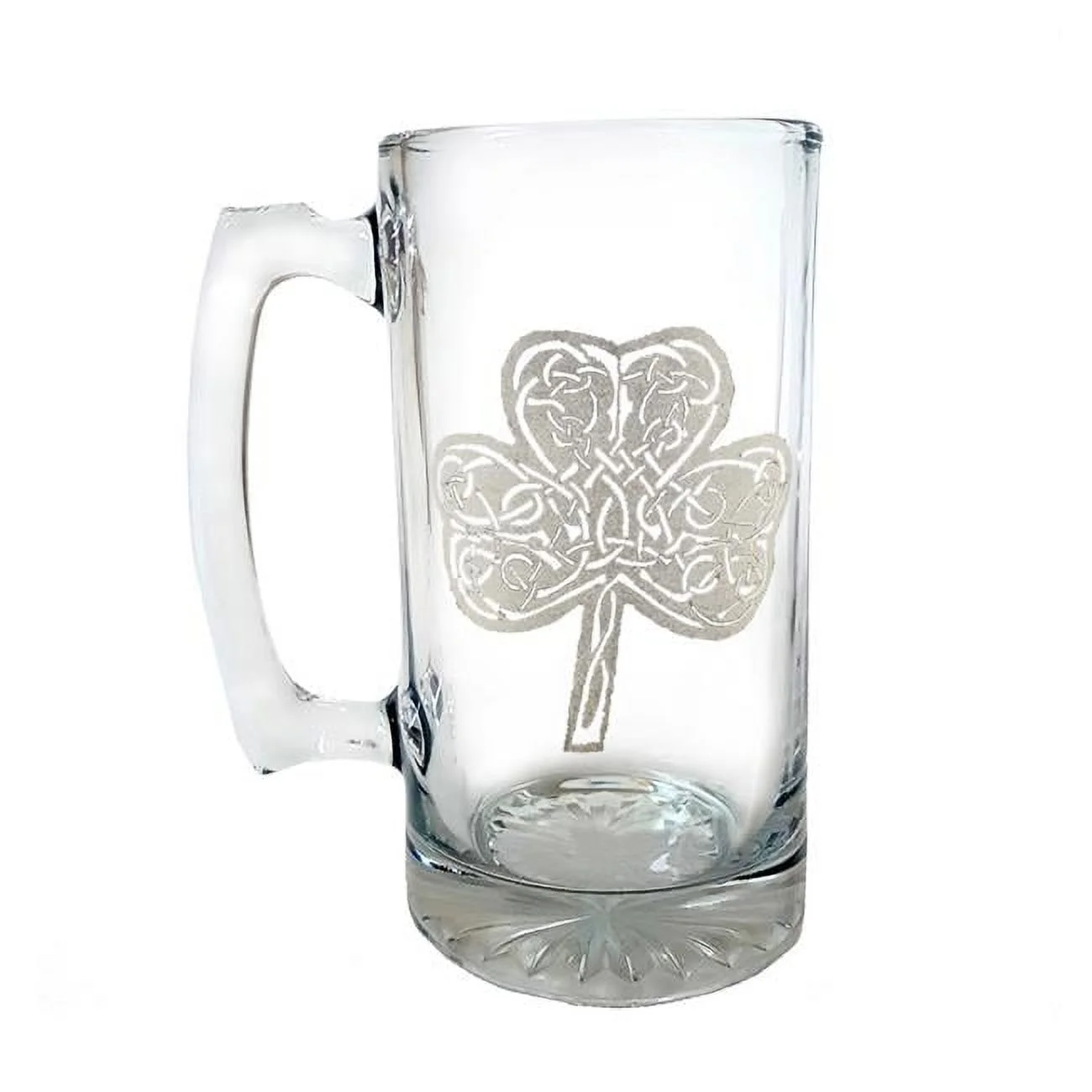 16 oz Celtic Clover Engraved Stein Glass