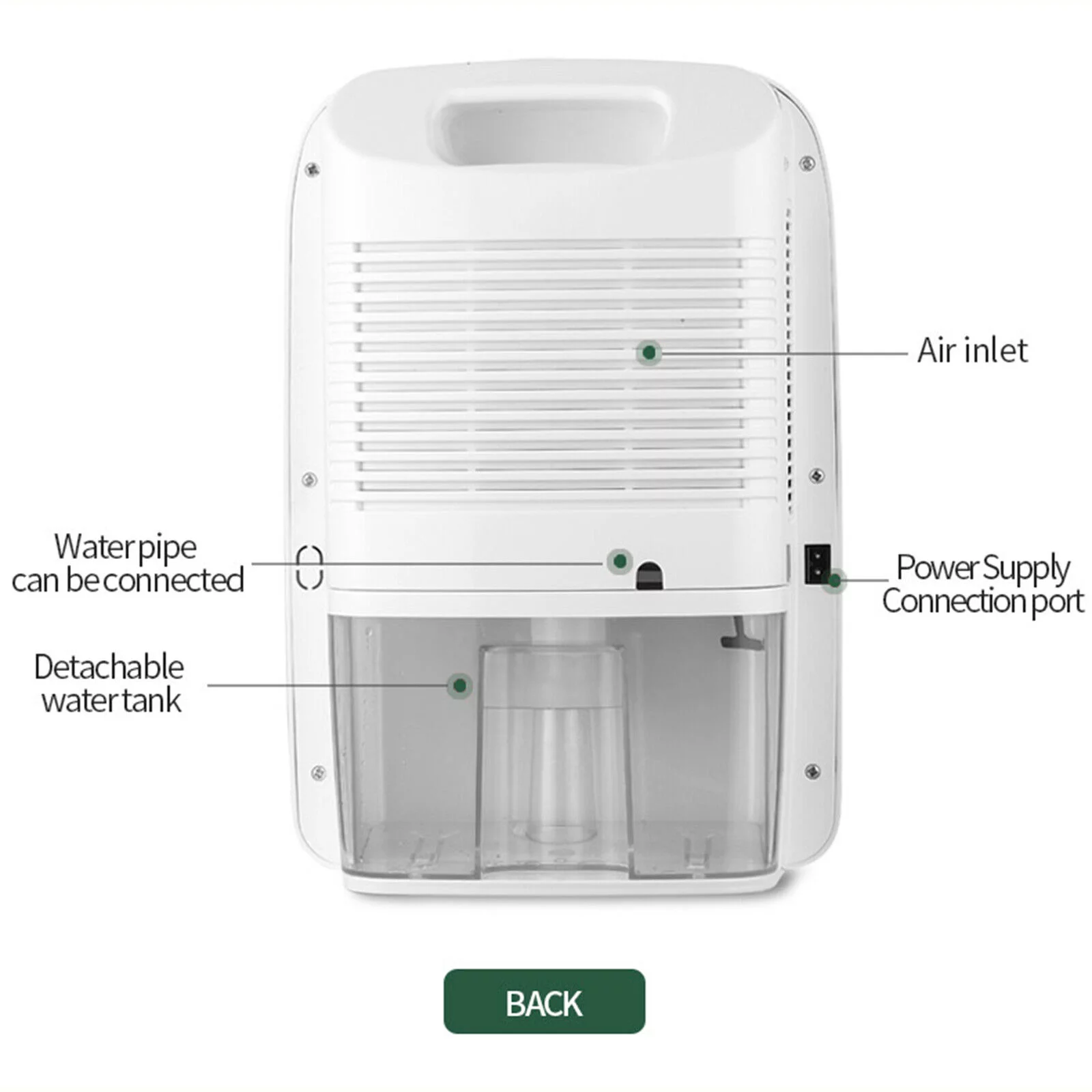 OUKANING 2500ML Home Dehumidifier Air Dryer Humidity Auto Control Quiet Damp Moisture Free with Remote Control 24W