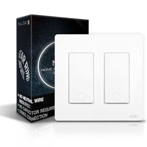 MOES Zigbee Smart Switch 1 Gang, No Neutral Wire Required, Inteligente Single Pole Light Switches, Compatible with Alexa Google Assistant, Remote Control, Require MOES Zigbee Hub