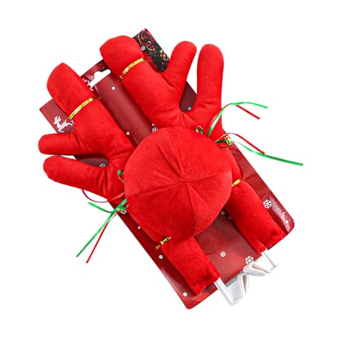 Premium Reindeer Car Kit, Auto Christmas Decoration Kit with Nose & Antlers, 3 in 1 Reindeer Decorative Accessories Suitable for Vehicle, Home, Christmas Party, Office (Red)