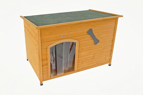 Wooden Doghouse for Small, Medium, Large Dogs, Waterproof, Outdoor/Indoor Kennel,Puppy Shelter with Elevated Floor (Natural, M)