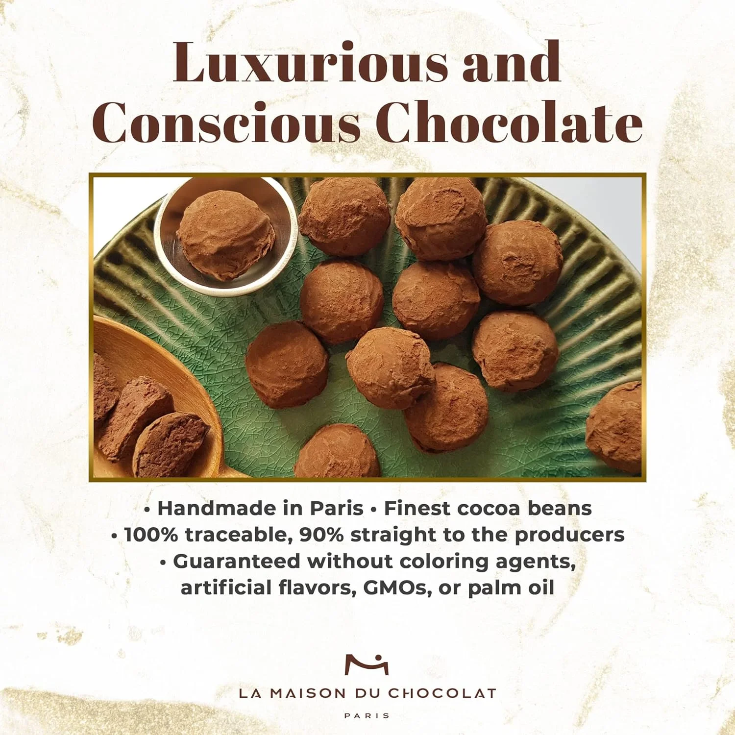 Premium Dark Chocolate Truffles Gift Box - 2Pcs Gourmet French Chocolate