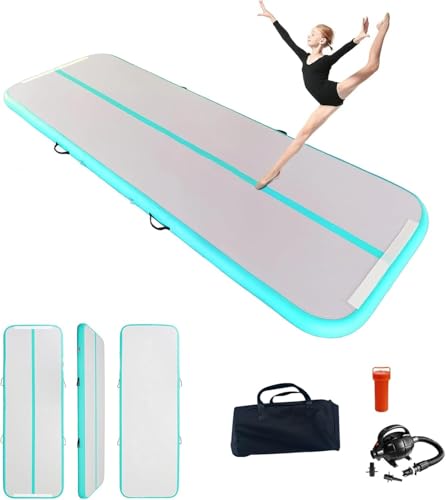 Inflatable Gymnastics Mat Training Mats 6.6ft/10ft/13ft/16ft/20ft Tumble Track with Air Pump for Gym Training Yoga Cheerleading Tumble Water Gymnastics