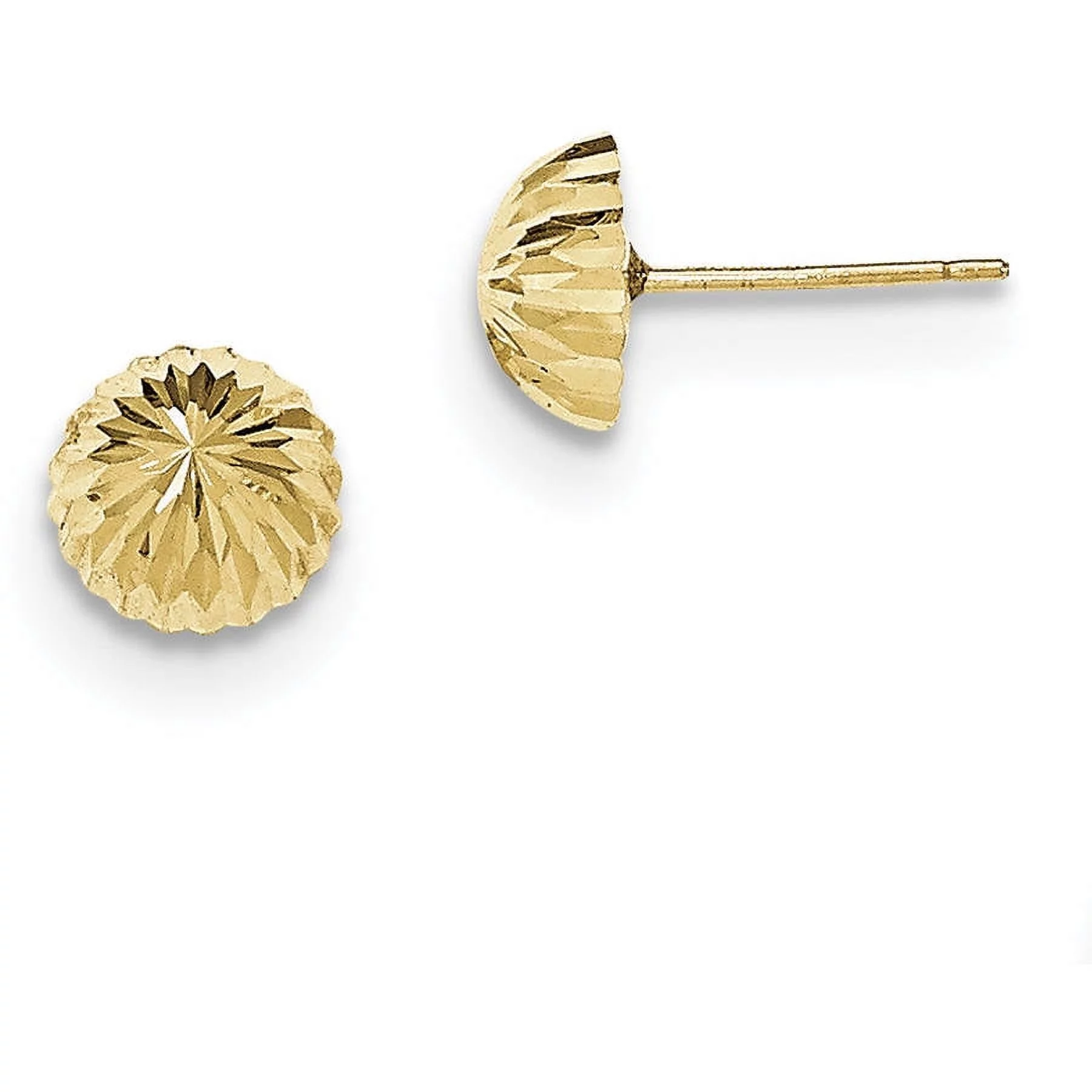 Primal Gold 14K Yellow Gold Diamond Cut 8mm Domed Post Earrings