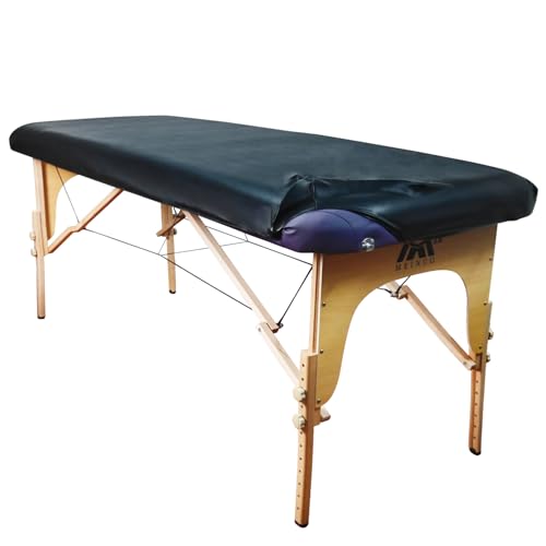 1 Pack 28 Inches Wide Massage Table Cover |100% PU Massage Table Cover Protector|Wipeable, Reusable & Waterproof Vinyl Massage Table Cover for Square Massage Tables(Black