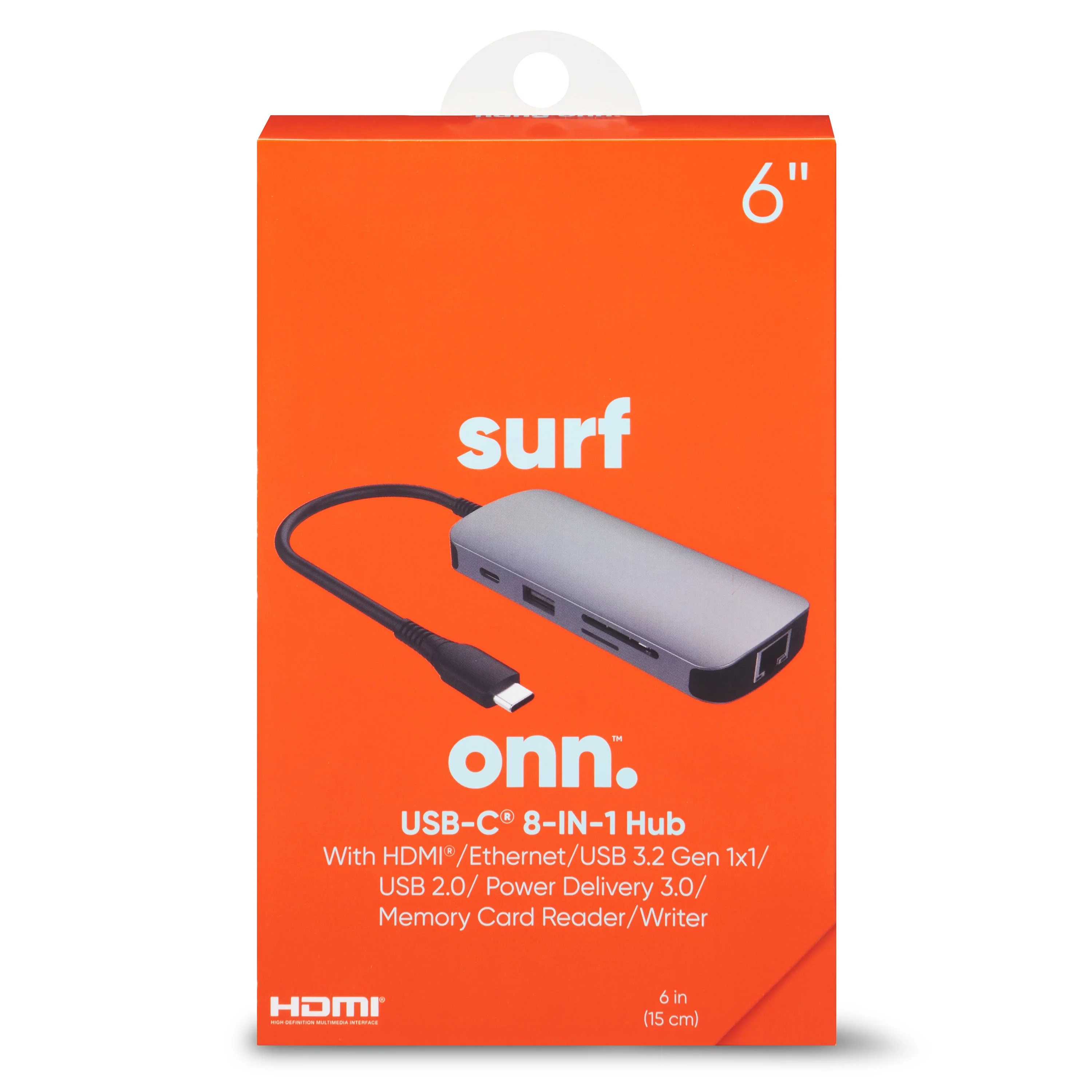 onn. 8-in-1 USB-C Adapter, USB 3.0 and 4K HDMI Compatible