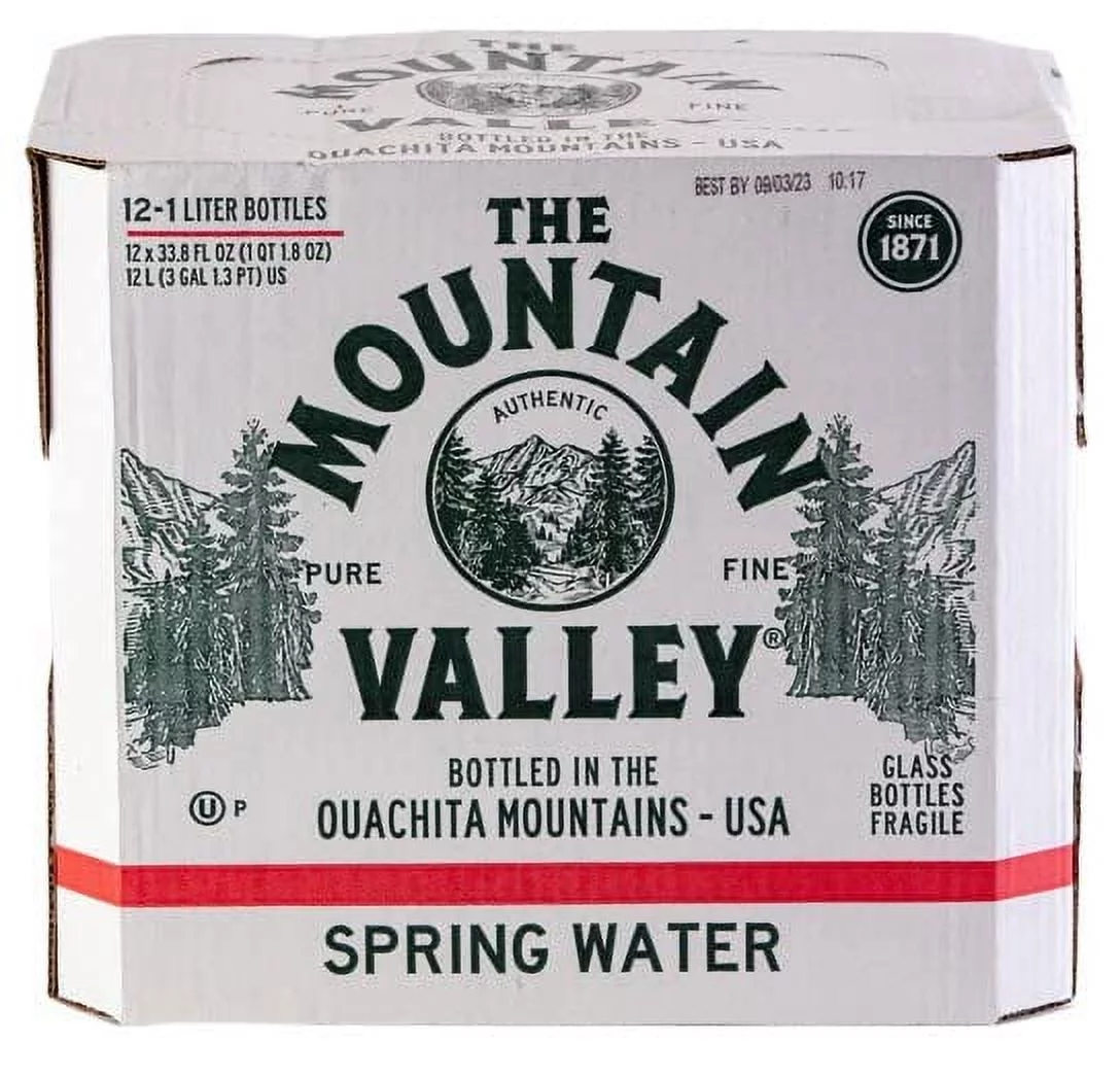 Mountain Valley Spring Water 1L Glass Bottle- Pack of 12