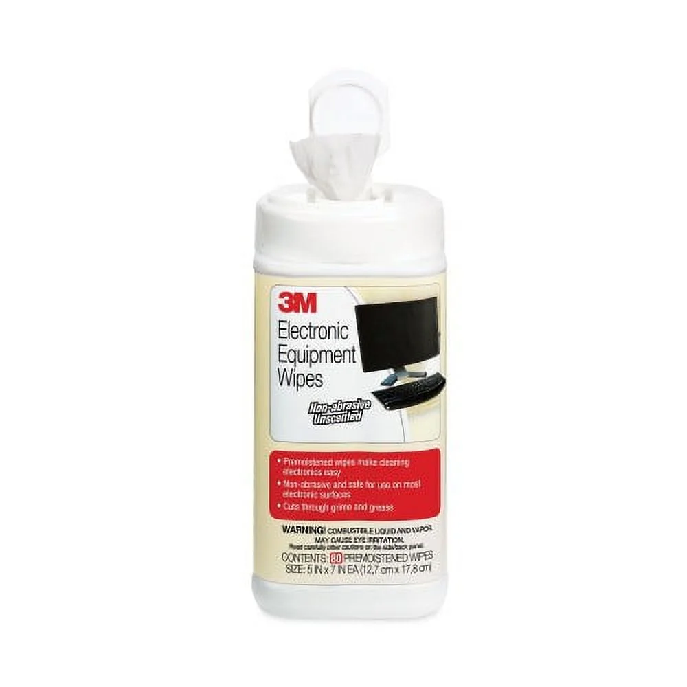 3M Electronic Equipment Cleaning Wipes, 5.5 x 6.75, White, 80/Canister (CL610)
