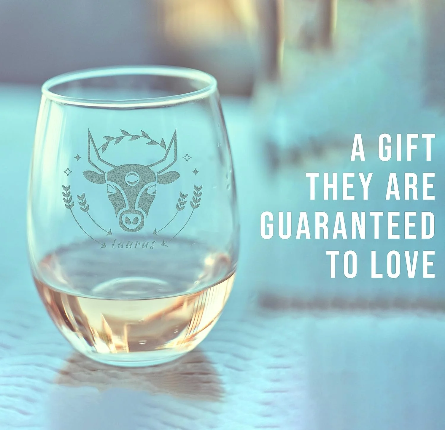 Taurus Astrological Sign Gift And Decor - Etched 17Oz Stemless Wine Glass - April And May Astrology Birthday Horoscope - Cm01