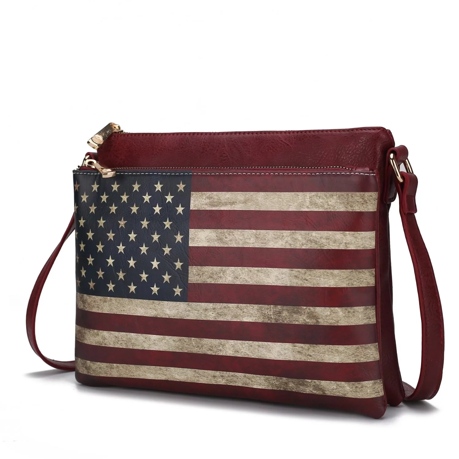 MKF Collection Madeline Printed Flag Vegan Leather Womens Crossbody Bag by Mia K
