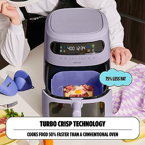 CRUX x Marshmello 8.0 QT Digital Air Fryer with TurboCrisp Technology, Touch Screen Temperature Control, Timer and Auto Shut-off, Fully Programmable, Silicone Liner Included, Lavender
