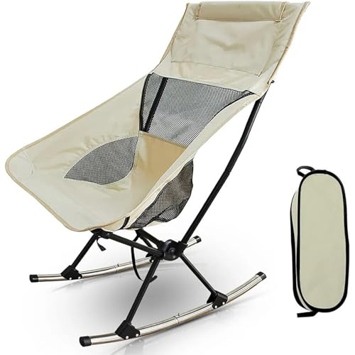 Folding Rocking Chair With Carry Bag, Outdoor Padded for Camping, Patio, Angling, Supports 300lbs (Olive-Green)