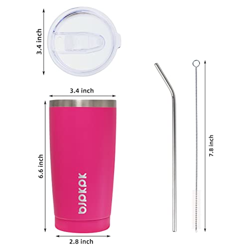 BJPKPK Insulated Tumbler 20 oz Stainless Steel Coffee Travel Thermal Cup With lids And Straws,Light Pink