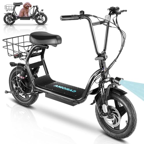 Caroma Peak 500W/800W/1200W Electric Scooter with Seat, Max 15/20/30Miles Range&20MPH, 14