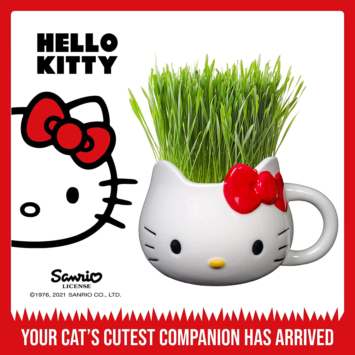 Hello Kitty Organic Cat Grass Growing Kit with Organic Seed Mix, Soil and Hello Kitty Mug Planter.