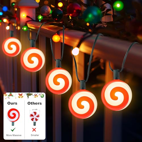 Ultimate Unicorn Christmas Lollipop Pathway Lights for Garden Christmas Decoration Red, 10 LED Peppermint String Lights with Stakes for Outdoor Sidewalk Pathway Rooftop Lawn Garden