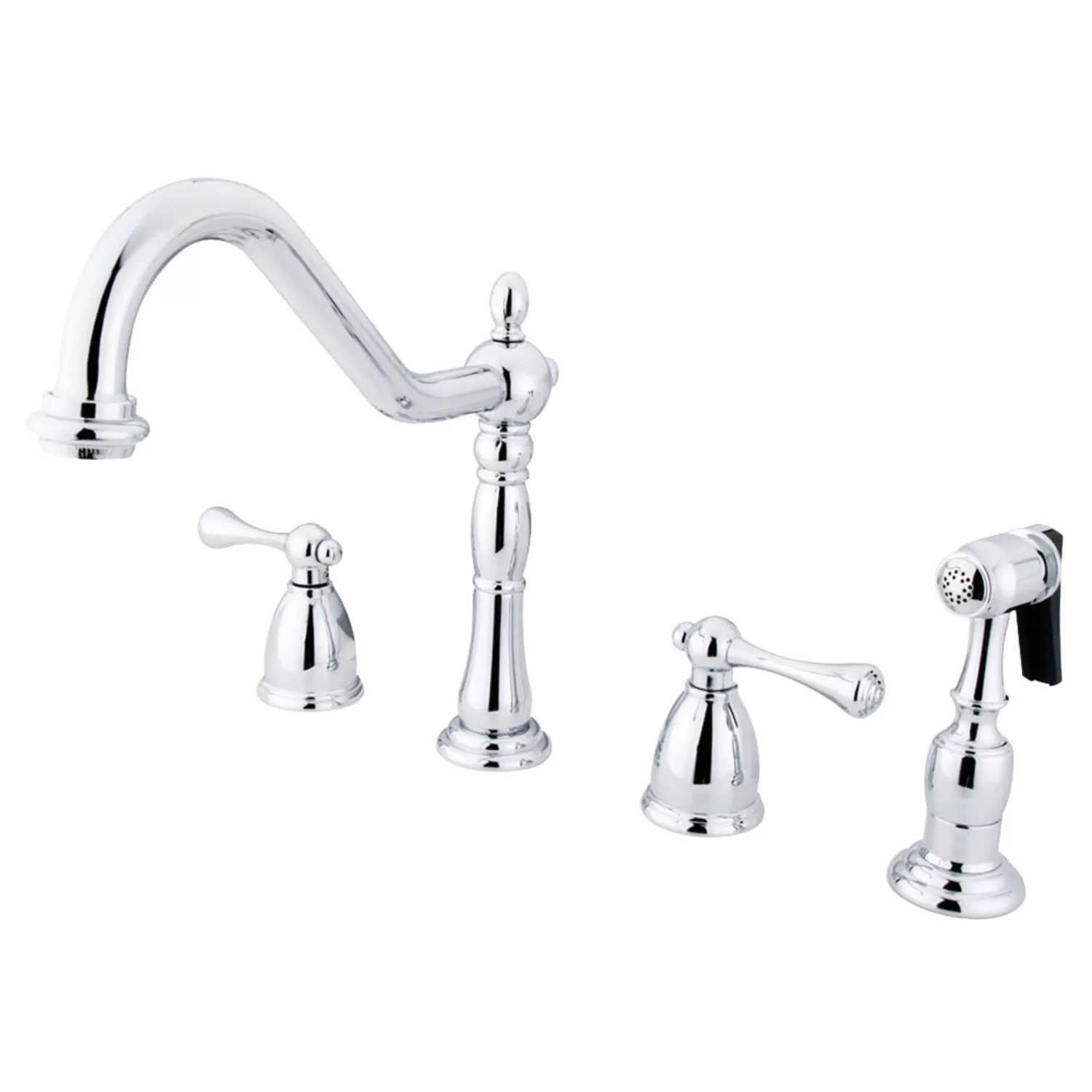 Kingston Brass KB1791BLBS Heritage Widespread Kitchen Faucet, Polished Chrome