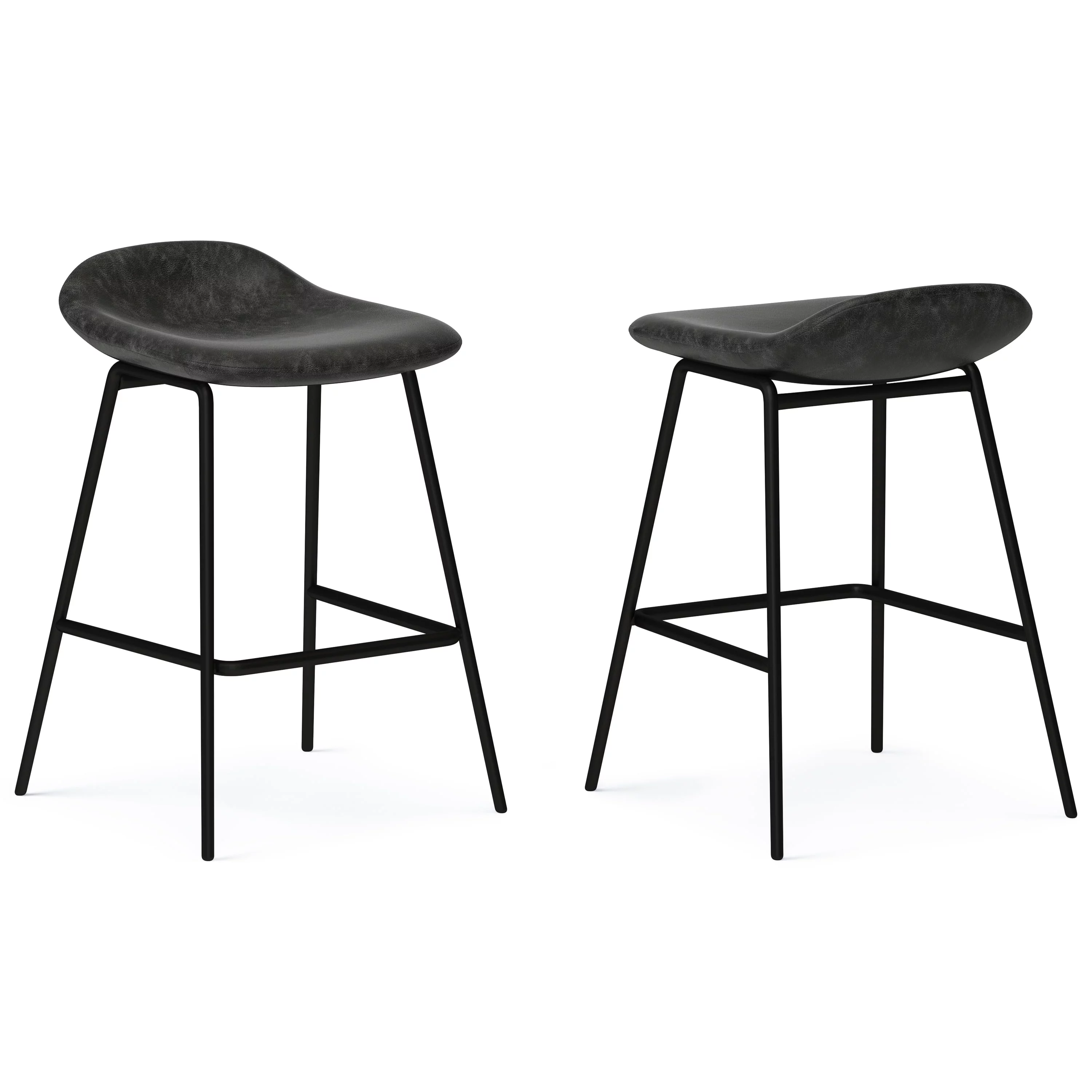 Simpli Home Dafney Height Stool Charcoal Grey Faux Leather