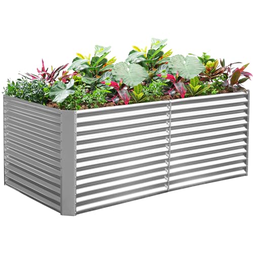 Land Guard 8x4x3ft Rectangular Galvanized Raised Garden Beds, 36