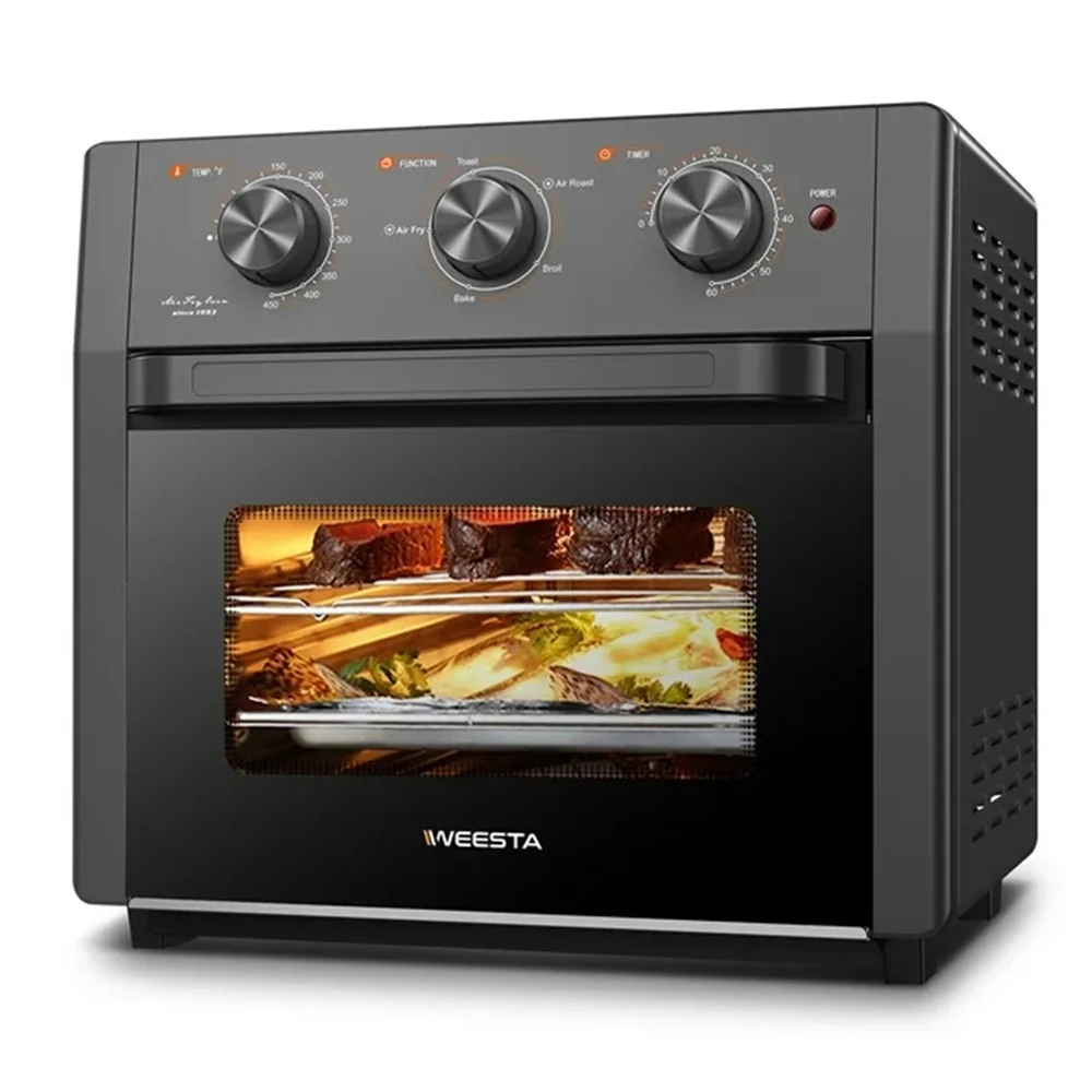 20QT Air Fryer Oven Toaster Oven Combo, 1300W Powerful Breakfast Station Large Air Fryer Bake with Accessories Black