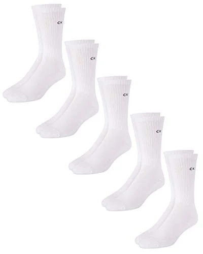 Calvin Klein Men's 6 Pair Athletic Crew Socks, Size Shoe Size: 7-12, Pure White