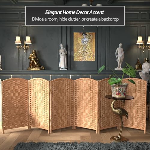 Red Lantern 3 ft. Short Diamond Weave Fiber Folding Screen - Natural - 4 Panel