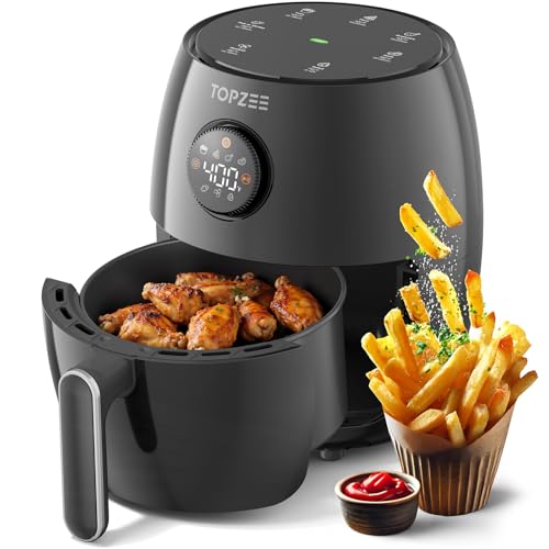 2.1Qt Small Air Fryer - Compact Digital Mini Airfryer with 7-in-1 Presets, 98% Less Oil, Adjustable Temperature & Timer, Shake Reminder, Nonstick, BPA-Free, Dishwasher Safe, Fast & Crispy Cooking