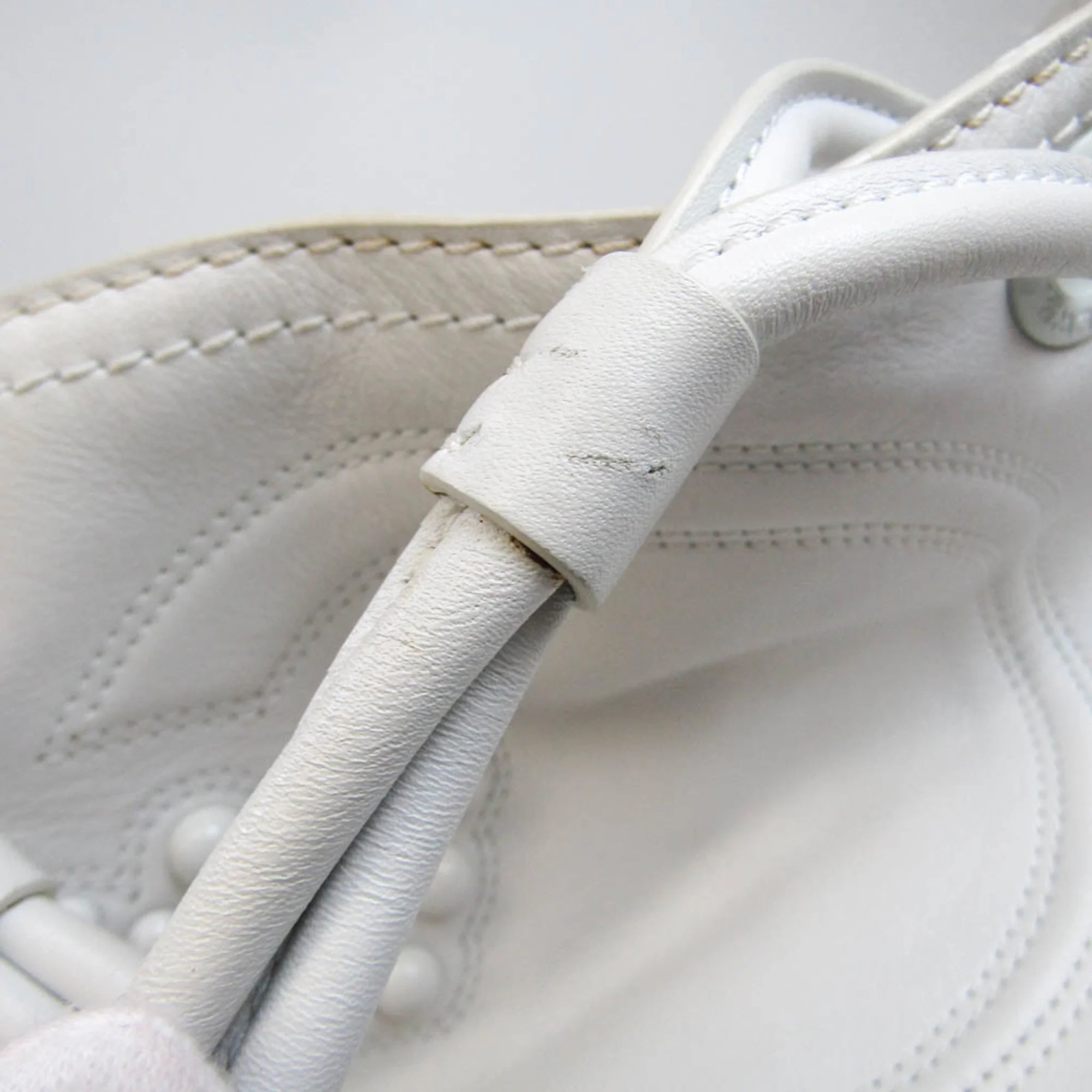 Pre-Owned Loewe Crown Logo Stitch Women's Leather Shoulder Bag,Tote Bag White (Good)